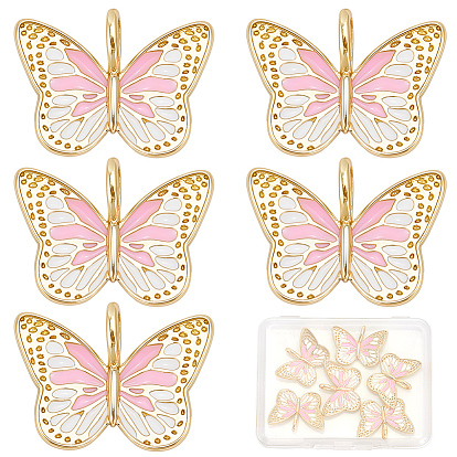 6 кулоны латунные эмалевые шт., реальный 18 k позолоченный, долговечный, бабочка