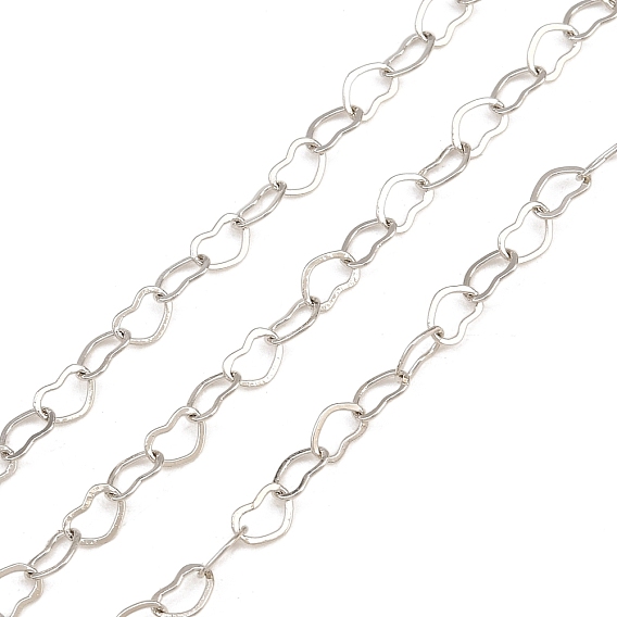 Brass Heart Link Chains, Soldered, with Spool, Long-Lasting Plated, Rack Plating, Lead Free & Cadmium Free