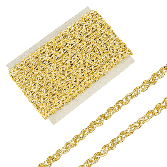 10m полиэстеровая металлизированная плетеная кружевная отделка, для штор, украшение одежды