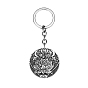 Retro Flat Round with Mandala Flower Moon Eye Alloy Pendant Keychain, for Men Women Gift
