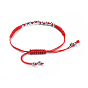 Adjustable Nylon Cord Braided Bead Bracelets and Rings Sets, with Brass Beads, Cadmium Free & Lead Free