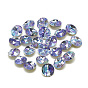 DIY Pointed Back K9 Glass Rhinestone Cabochons,Shiny Laser Style, Random Color Back Plated, Shiny Laser Style, Faceted, Flat Round