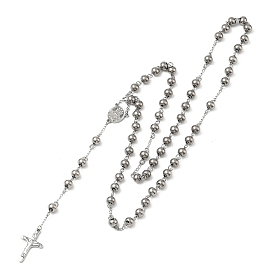 Мужской четки бусы с крестом распятие, 304 ожерелье нержавеющей стали для пасхи