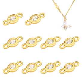 10 шт. 925 подвески-коннекторы из стерлингового серебра с микропаве из прозрачных кубических цирконий, плоские круглые ссылки