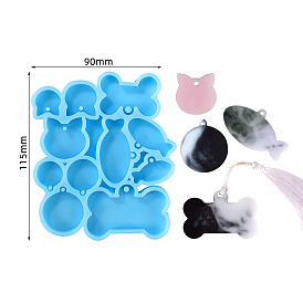 Cat Fish Bone Flat Round DIY Pendant Silhouette Silicone Molds, for Keychain Making, Resin Casting Molds, For UV Resin, Epoxy Resin Jewelry Making