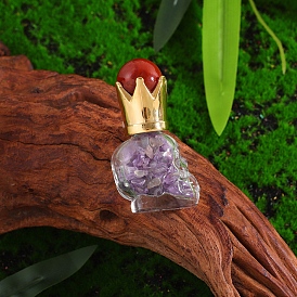 Natural Amethyst & Red Jasper Display Decorations, Home Decorations, Bottle with Crown