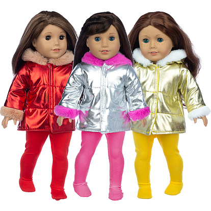 Fábrica de China Trajes abrigo de muñeca de tela de invierno de dos trajes de ropa de muñeca, Apto para muñecas American Girl de 18 pulgadas. 310x235x140 mm