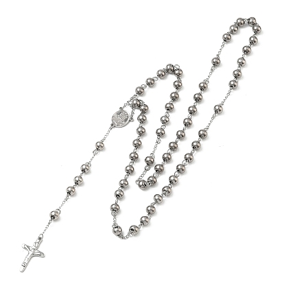 Мужской четки бусы с крестом распятие, 304 ожерелье нержавеющей стали для пасхи