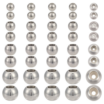 40шт 4 стили бусины из нержавеющей стали, с пластиковым, ползунки, рондель