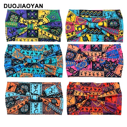 Повязка на голову из ткани бохо-ткань с широким узлом, повязка на голову для йоги, эластичная повязка на голову для женщин и девочек