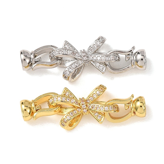 Латунное микропейв, прозрачный кубический цирконий, складные застежки, без кадмия и без свинца, стойки покрытие, долговечный, бантом