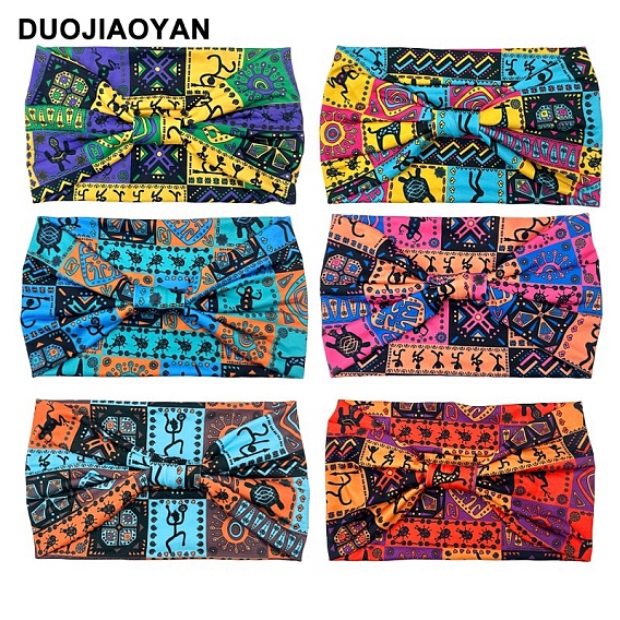 Повязка на голову из ткани бохо-ткань с широким узлом, повязка на голову для йоги, эластичная повязка на голову для женщин и девочек