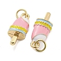 Ice Cream Rack Plating Brass Enamel Pendants, with Jump Ring, Long-Lasting Plated, Cadmium Free & Lead Free, Real 18K Gold Plated
