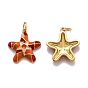 Brass Enamel Pendants, with Jump Ring, Long-Lasting Plated, Real 18K Gold Plated, Starfish