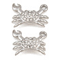 304 Stainless Steel Rhinestone Pendants, Crab Charms