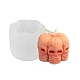 DIY Halloween Theme 6Pcs Skulls Pumpkin-shaped Candle Making Silicone Statue Molds, Portrait Sculpture Resin Casting Molds, Clay Craft Mold Tools