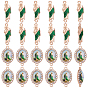 24 pièces 2 styles alliage émail avec strass en cristal et breloques connecteurs en acrylique, liens vers la vierge marie, verte