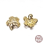 Real 18K Gold Plated 5-Petal 925 Sterling Silver Bead Caps, Flower, 6.5x2.5mm, Hole: 1mm, about 117pcs/20g
