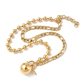 304 кулон из нержавеющей стали с круглым шариком, цепочка с шариками, ожерелья с цепочкой Фигаро и пряжками