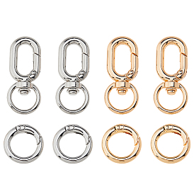 4шт 2 цвета железные поворотные застежки, с литыми пружинными кольцами, овальные