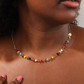 Элегантные ожерелья из цепочек ручной работы из латуни и синтетической каменной крошки для женщин, ежедневные вечеринки отпуск украшения, золотые