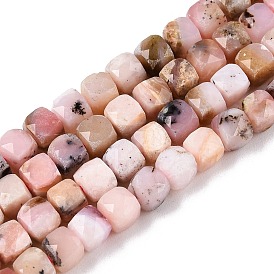 Natural Pink Opal Beads Strands, Faceted, Cube