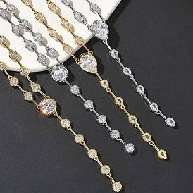 Ожерелья из латуни с прозрачными кубическими цирконами и паве, стойки покрытие, долговечный, без кадмия и без свинца