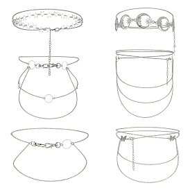 6шт 6 стили железный кабель цепи ремни наборы, с подвесками в виде лунных звезд из сплава