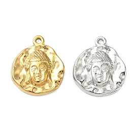 Кованые 304 подвески из нержавеющей стали, Плоская круглая подвеска в виде головы Будды.