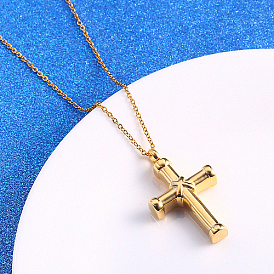 Collier pendentif croix de religion en acier inoxydable, collier d’urne de cendres commémoratives souvenir, Collier de câble