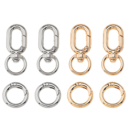 4шт 2 цвета железные поворотные застежки, с литыми пружинными кольцами, овальные