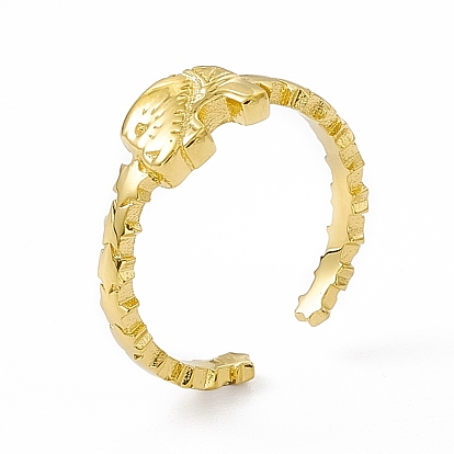 Ion Plating(IP) 304 Stainless Steel Elephant Cuff Ring for Women, Star Band Open Rings