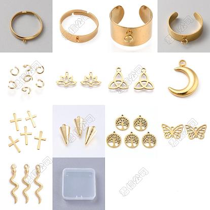 Kit de fabrication de bagues manchettes à breloques en acier inoxydable, formes mixtes
