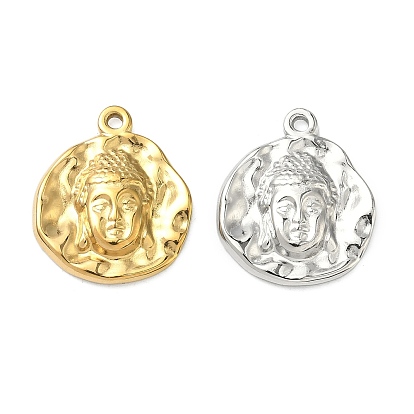 Кованые 304 подвески из нержавеющей стали, Плоская круглая подвеска в виде головы Будды.