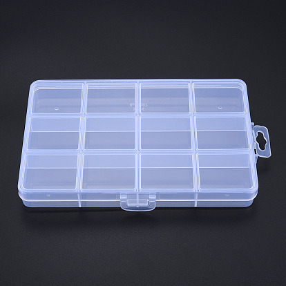 Rectangle Polypropylene(PP) Bead Storage Container, with Hinged Lid and 12 Compartments, for Jewelry Small Accessories