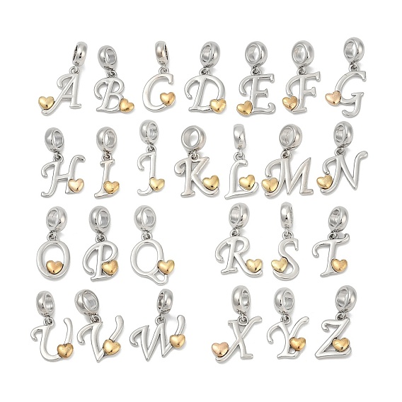 Латунные европейские подвески с подвесками, подвески в форме сердца с большими отверстиями, платиной и золотом