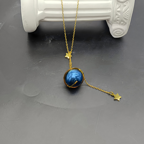 Ожерелья из нержавеющей стали с подвеской «Голубая планета» для повседневной носки и вечеринок