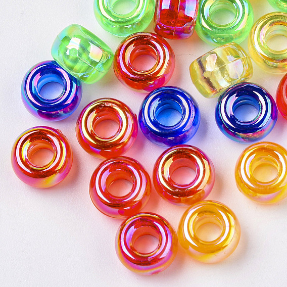 Plastic Beads, AB Color Plated, Large Hole Beads, Barrel