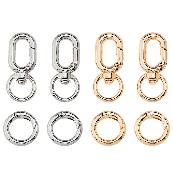 4шт 2 цвета железные поворотные застежки, с литыми пружинными кольцами, овальные