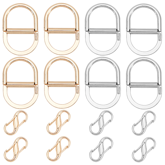 16шт 4 стиль сплава ремень сумки регулировочные пряжки, ремень D-образная пряжка