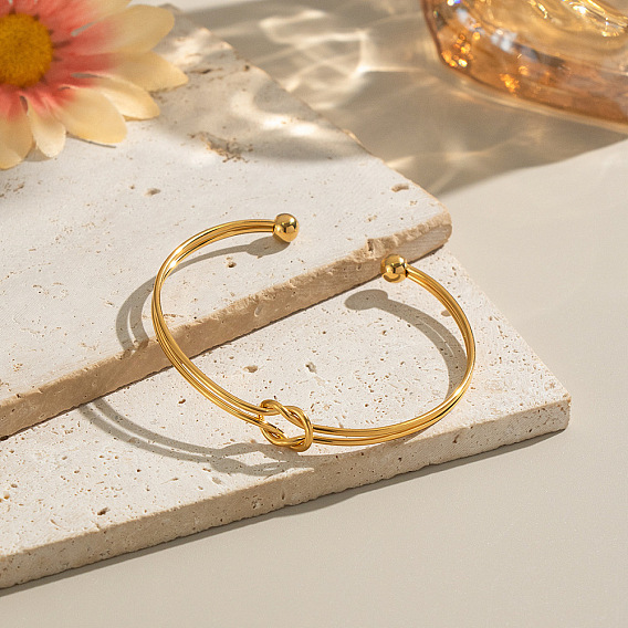 304 из нержавеющей стали манжеты браслеты, браслеты с крутящим моментом для женщин, узел