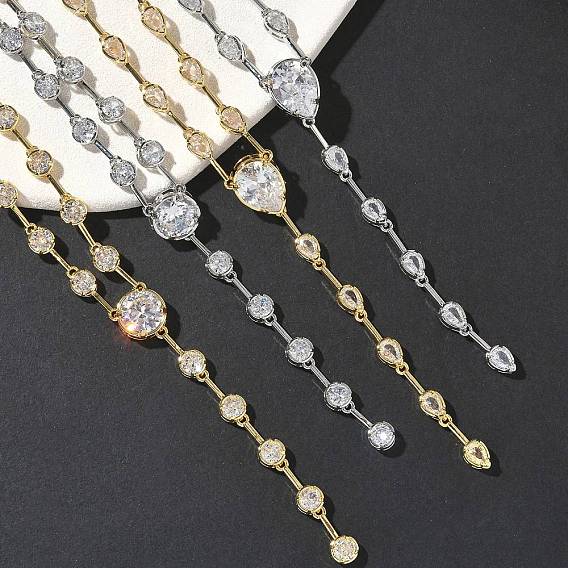 Ожерелья из латуни с прозрачными кубическими цирконами и паве, стойки покрытие, долговечный, без кадмия и без свинца
