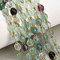 Natural Rainbow Fluorite Beads Strands, Round, Faceted, with Seed Beads