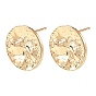 SHEGRACE Brass Stud Earring Findings, Flat Round, Cadmium Free & Lead Free & Nickel Free, Long-Lasting Plated
