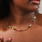 Элегантные ожерелья из цепочек ручной работы из латуни и синтетической каменной крошки для женщин, ежедневные вечеринки отпуск украшения, золотые