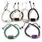 Natural Mixed Stone Column Link Bracelet, Braided Adjustable Bracelet