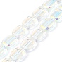 Transparent Electroplate Glass Bead Strands, Rainbow Plated, Rectangle
