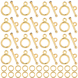 Сплавочные застежка тоггл тибетского стиля, с кольца прыжок из латуни