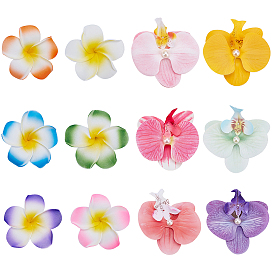 12 шт. 12 стили заколки для волос из кожи аллигатора из ЭВА и полиэстера, цветок, с железом и полиэтиленовым пластиком