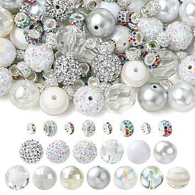 DIY Jewelry Making Kits, including 50Pcs Acrylic & Resin & Plastic Beads, 50Pcs Polymer Clay Rhinestone Beads, 50Pcs Brass Rhinestone Spacer Beads